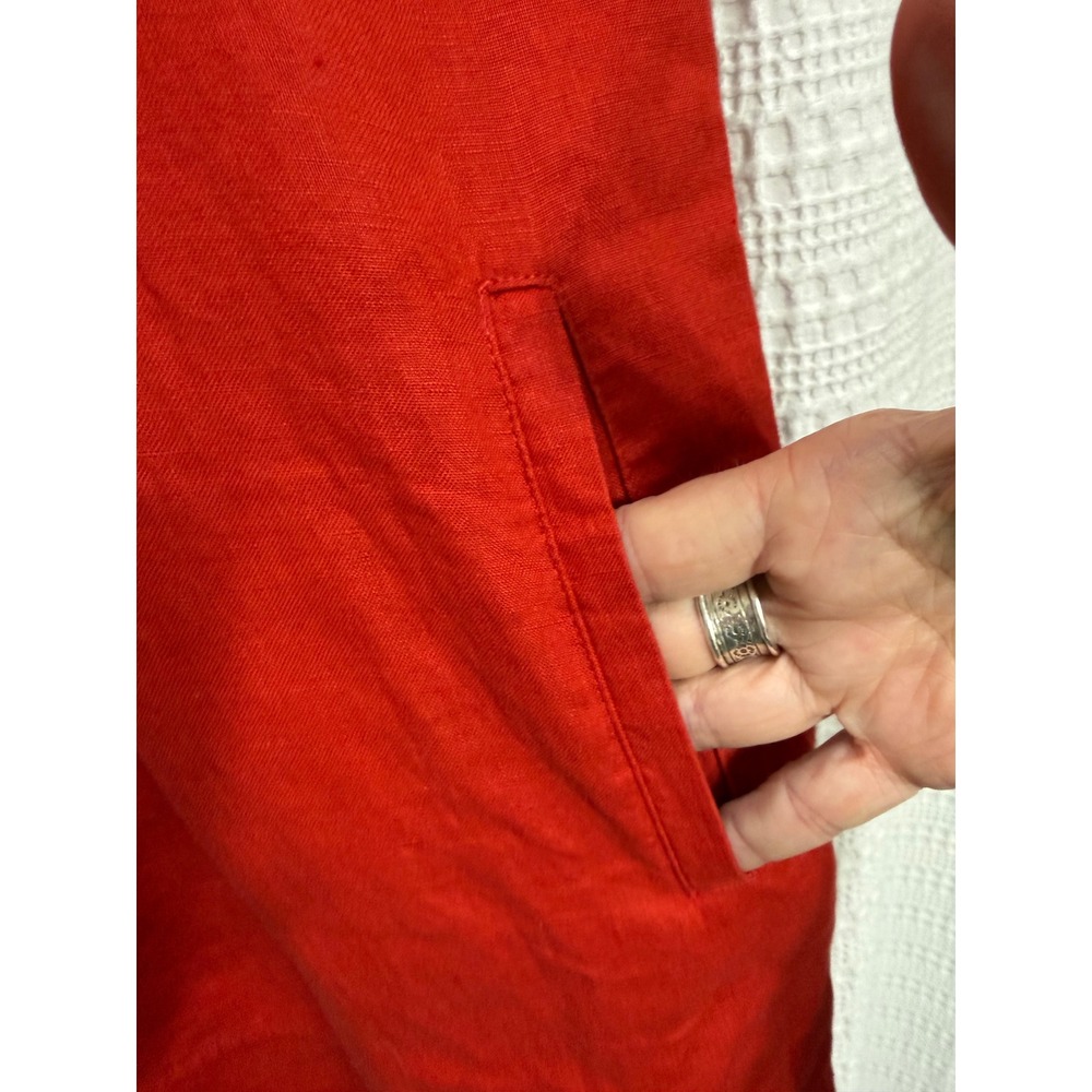 Quince NEW Swing Dress Chili Red 100% European Linen Pintuck summer resort XL - Picture 5 of 10